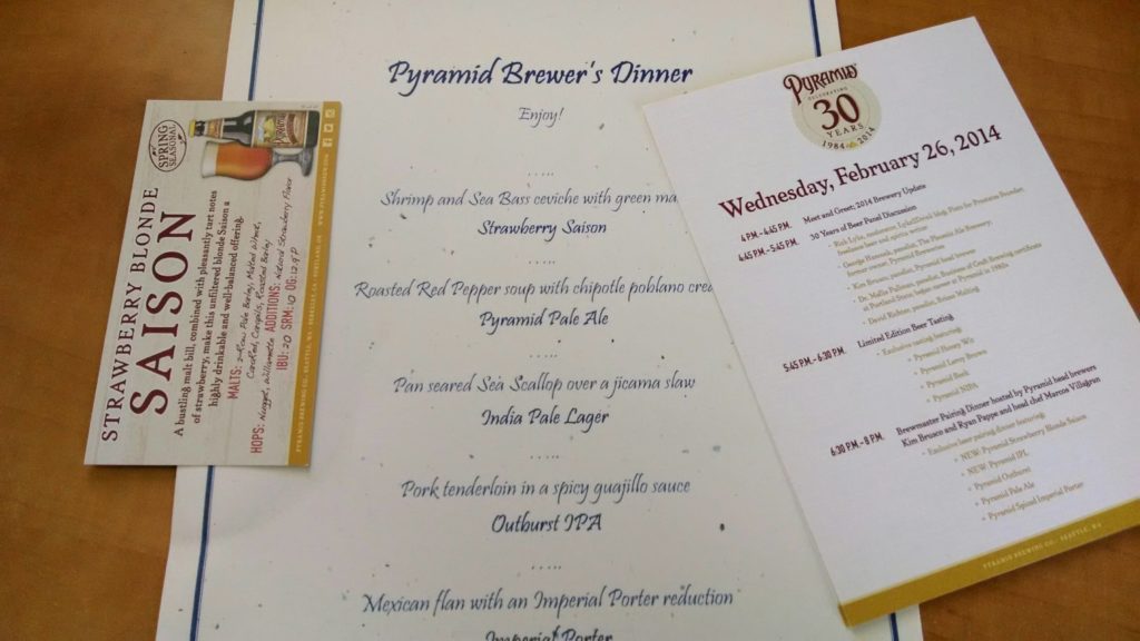 outstanding beer pairing dinner menu!