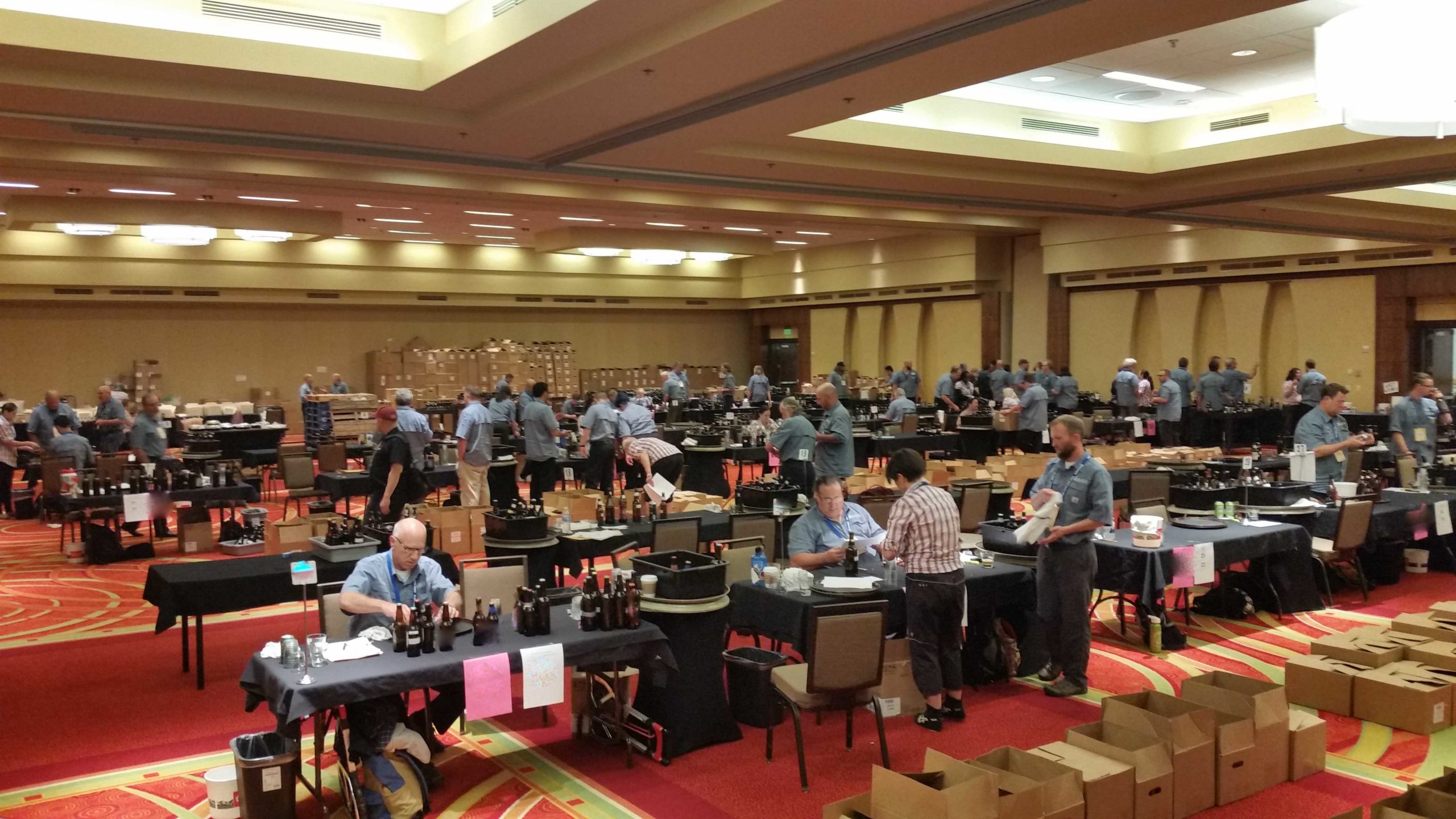 The dedicated team of GABF Volunteers in the staging room prepping samples for the Judging Panel. Judges are not allowed near or in the staging area until they have completed all of the judging obligations.