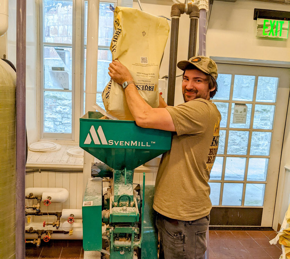 unloading malt at milwaukee pilot brewery